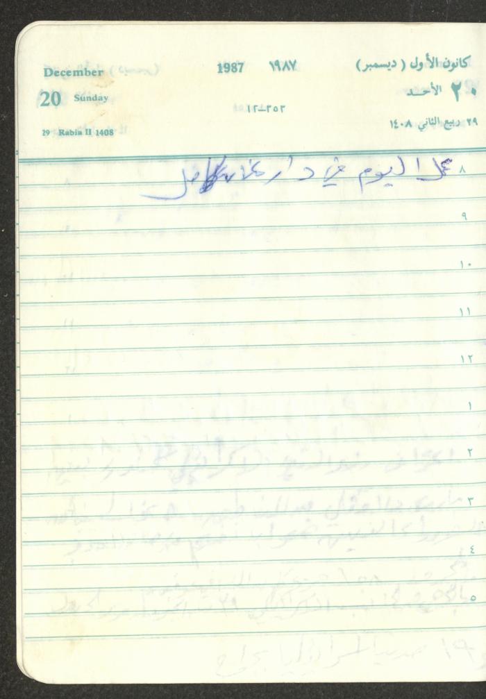 Mahmoud Khreisheh Diaries, Thinnaba- Tulkarm, 1987