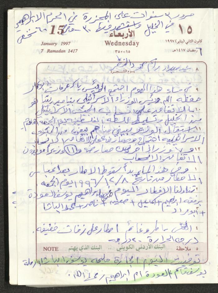 يوميات محمود خريشة، ذنابة- طولكرم، 1997