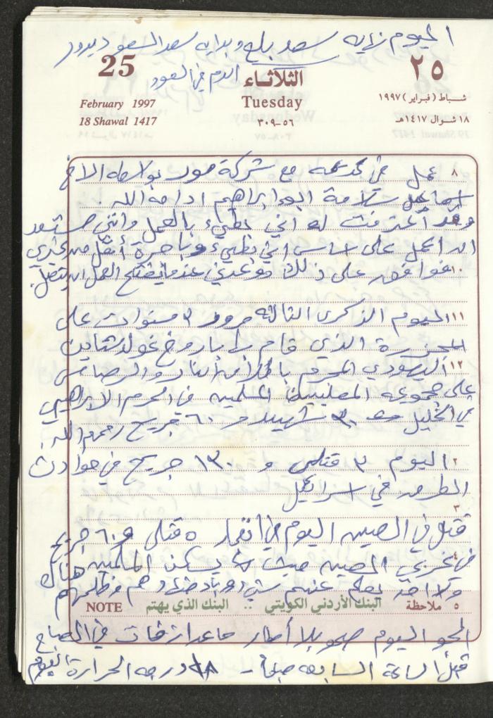 يوميات محمود خريشة، ذنابة- طولكرم، 1997