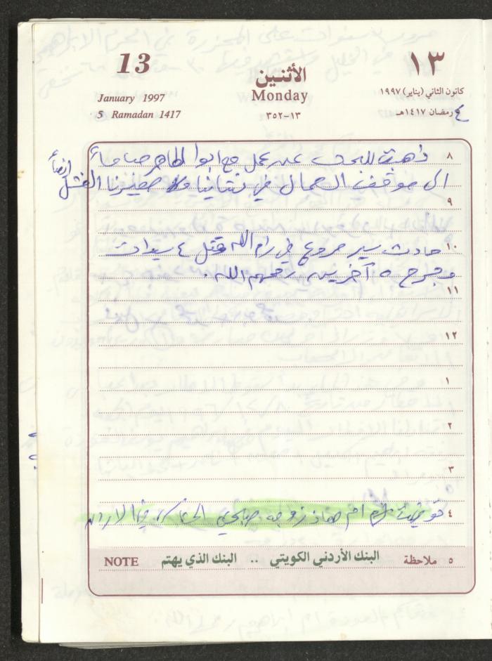 يوميات محمود خريشة، ذنابة- طولكرم، 1997