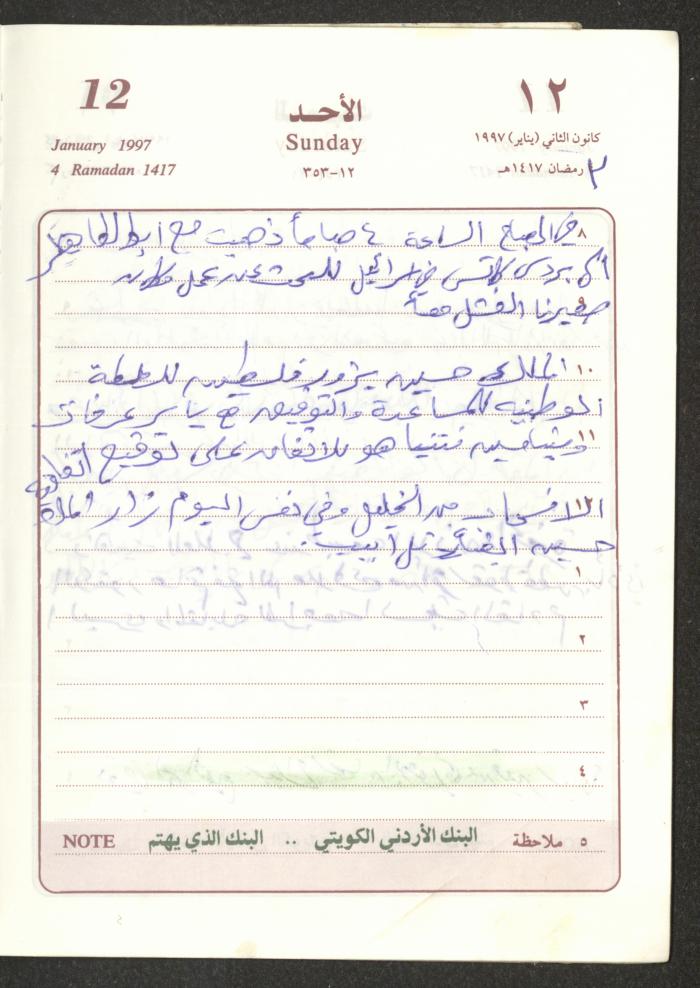 يوميات محمود خريشة، ذنابة- طولكرم، 1997