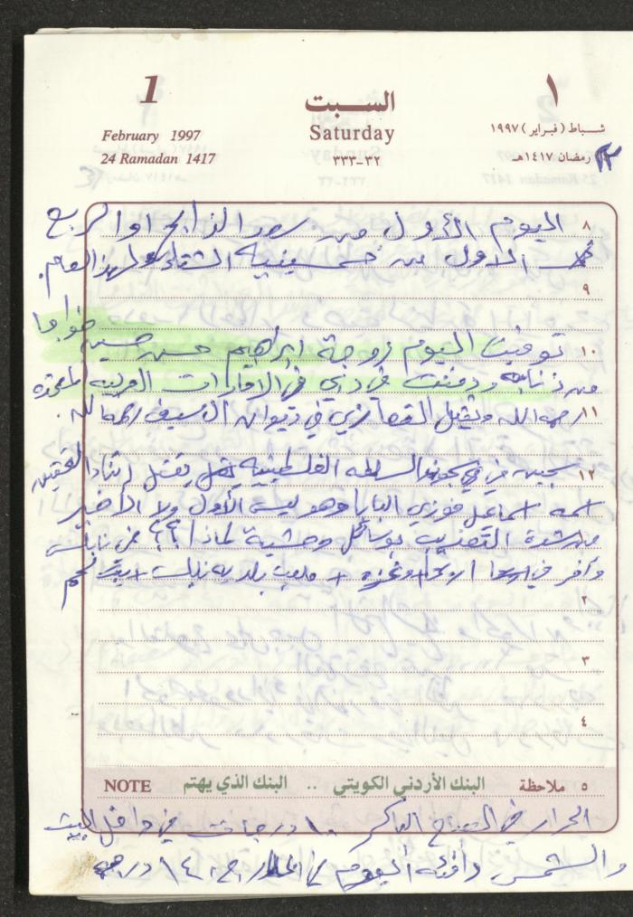 يوميات محمود خريشة، ذنابة- طولكرم، 1997