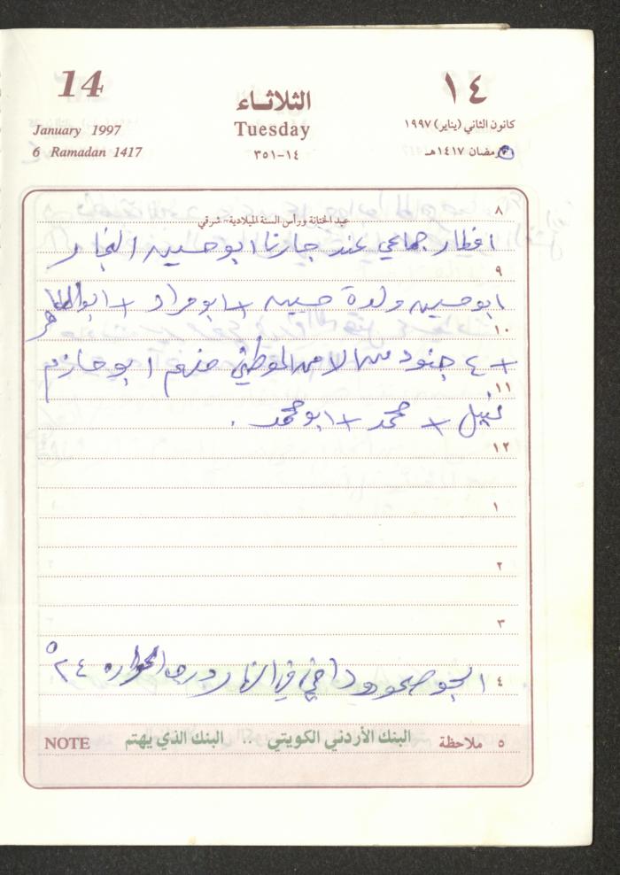 يوميات محمود خريشة، ذنابة- طولكرم، 1997