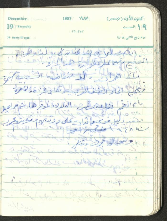 Mahmoud Khreisheh Diaries, Thinnaba- Tulkarm, 1987