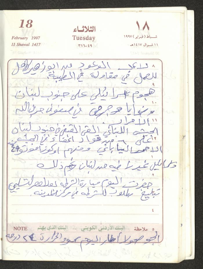 يوميات محمود خريشة، ذنابة- طولكرم، 1997