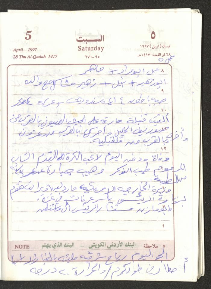 يوميات محمود خريشة، ذنابة- طولكرم، 1997