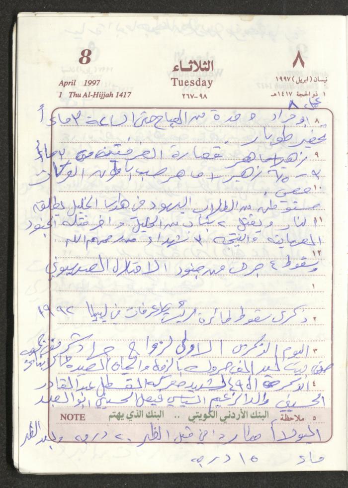 يوميات محمود خريشة، ذنابة- طولكرم، 1997