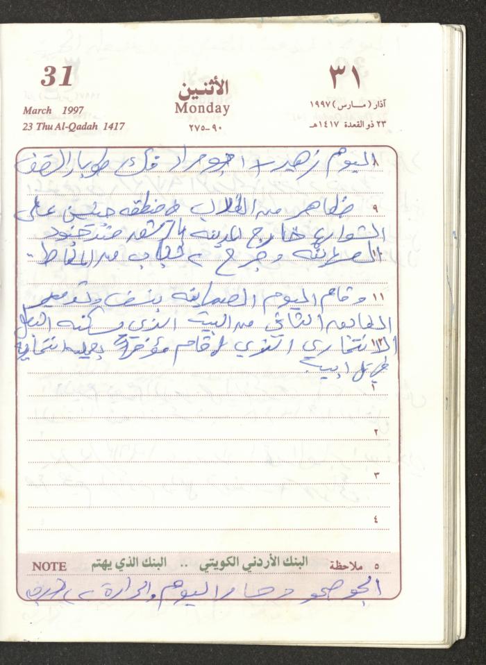 يوميات محمود خريشة، ذنابة- طولكرم، 1997