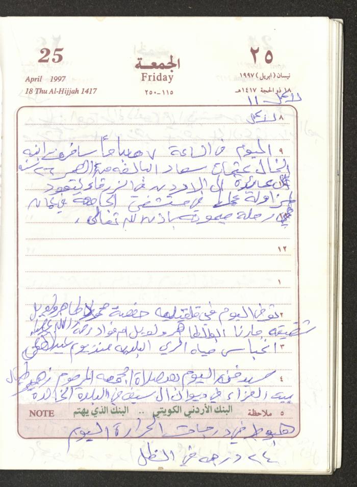 يوميات محمود خريشة، ذنابة- طولكرم، 1997