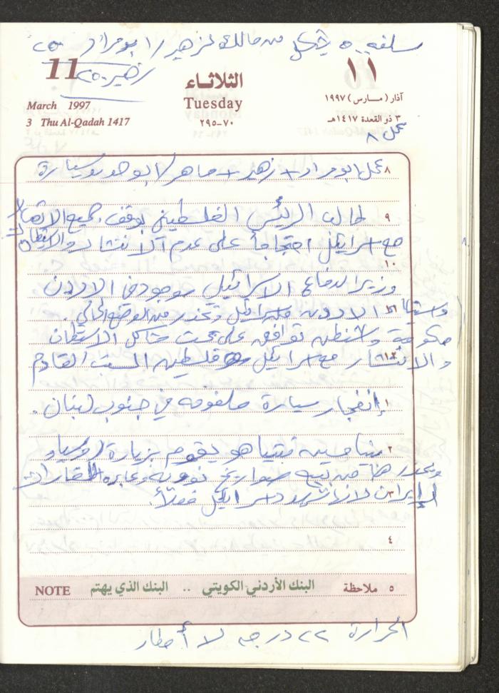 يوميات محمود خريشة، ذنابة- طولكرم، 1997
