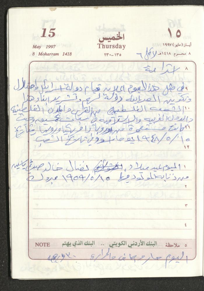 يوميات محمود خريشة، ذنابة- طولكرم، 1997