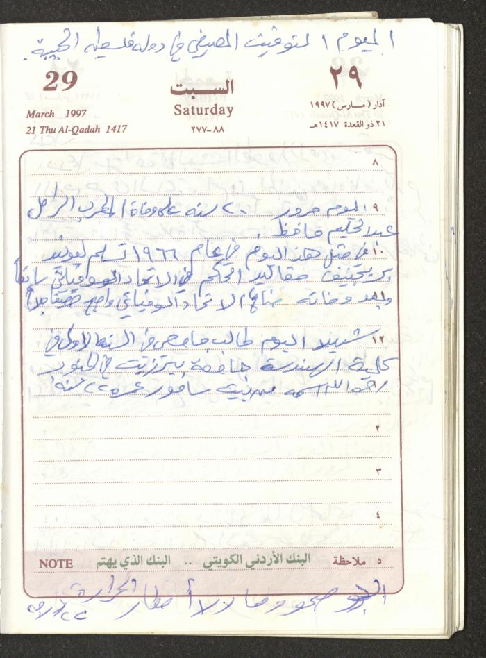 يوميات محمود خريشة، ذنابة- طولكرم، 1997