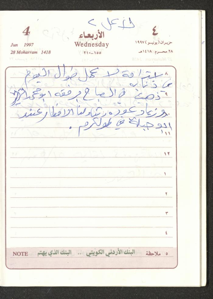 يوميات محمود خريشة، ذنابة- طولكرم، 1997