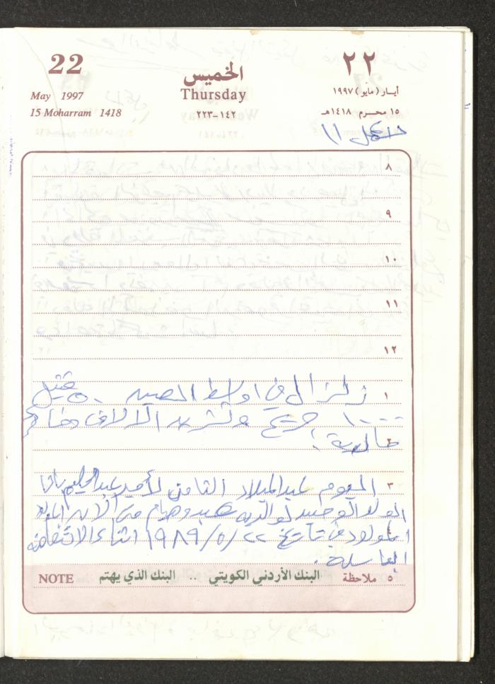 يوميات محمود خريشة، ذنابة- طولكرم، 1997