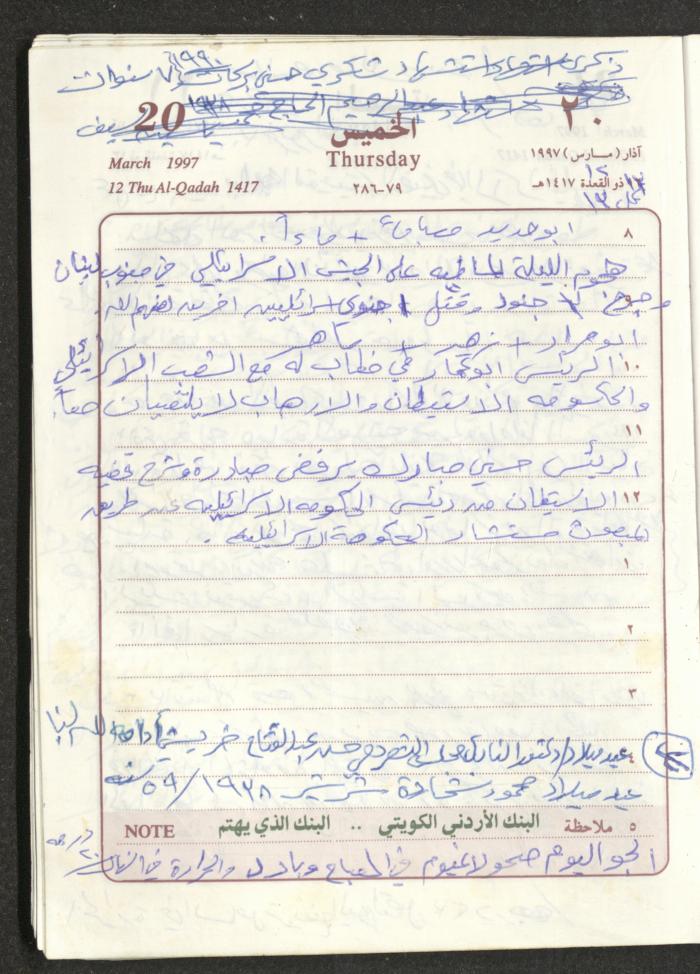 يوميات محمود خريشة، ذنابة- طولكرم، 1997