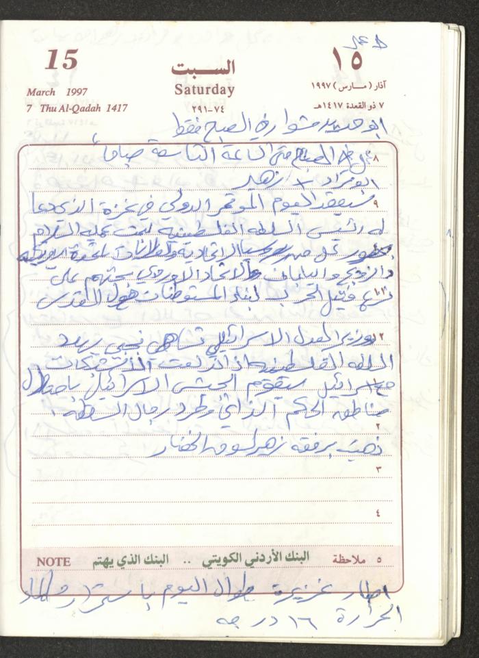 يوميات محمود خريشة، ذنابة- طولكرم، 1997
