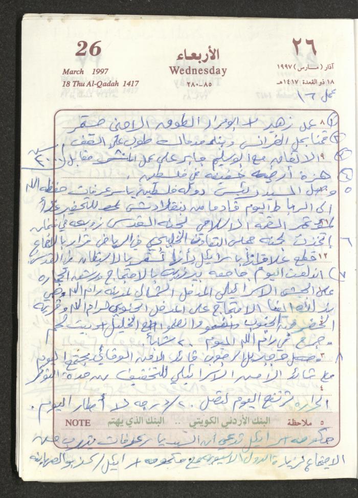 يوميات محمود خريشة، ذنابة- طولكرم، 1997