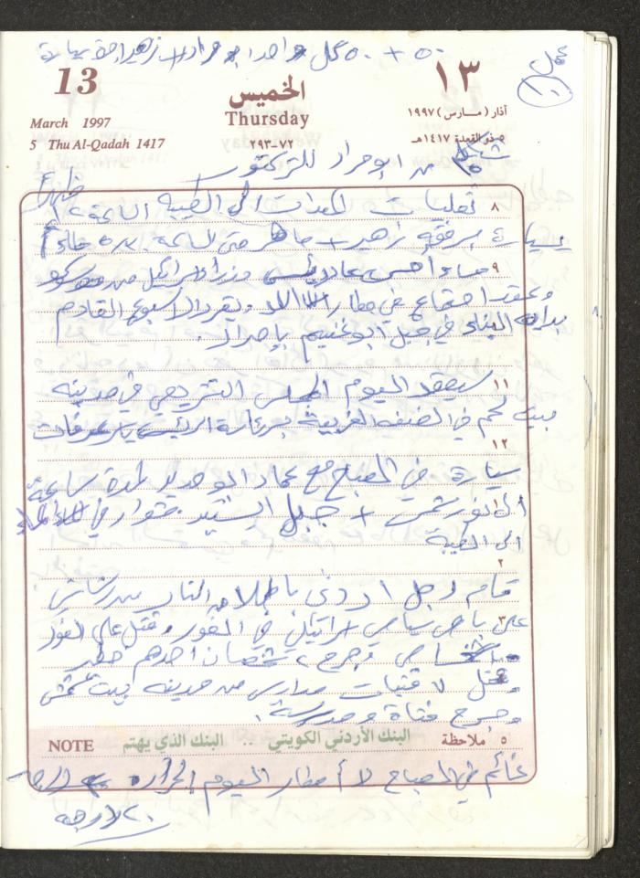 يوميات محمود خريشة، ذنابة- طولكرم، 1997
