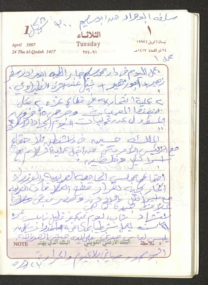 يوميات محمود خريشة، ذنابة- طولكرم، 1997