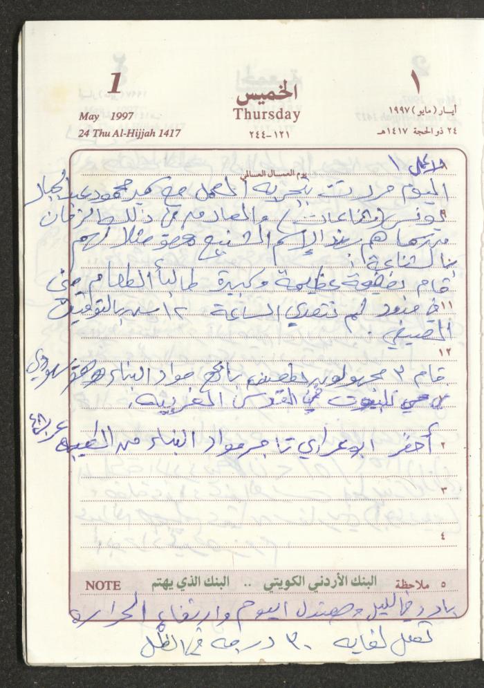 يوميات محمود خريشة، ذنابة- طولكرم، 1997