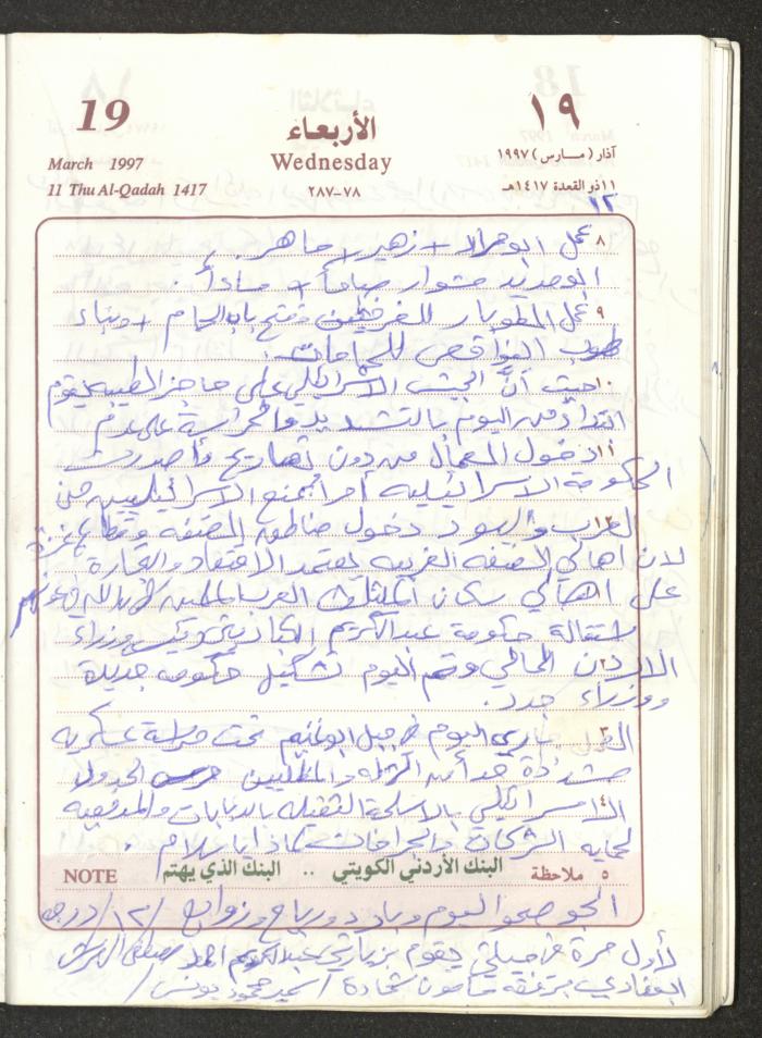 يوميات محمود خريشة، ذنابة- طولكرم، 1997