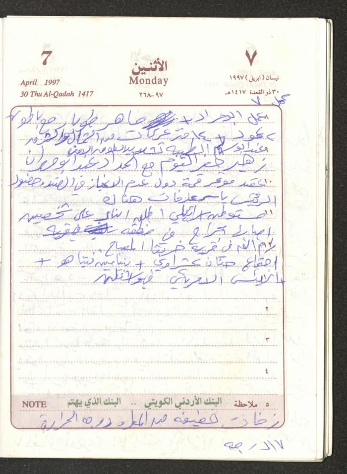 يوميات محمود خريشة، ذنابة- طولكرم، 1997