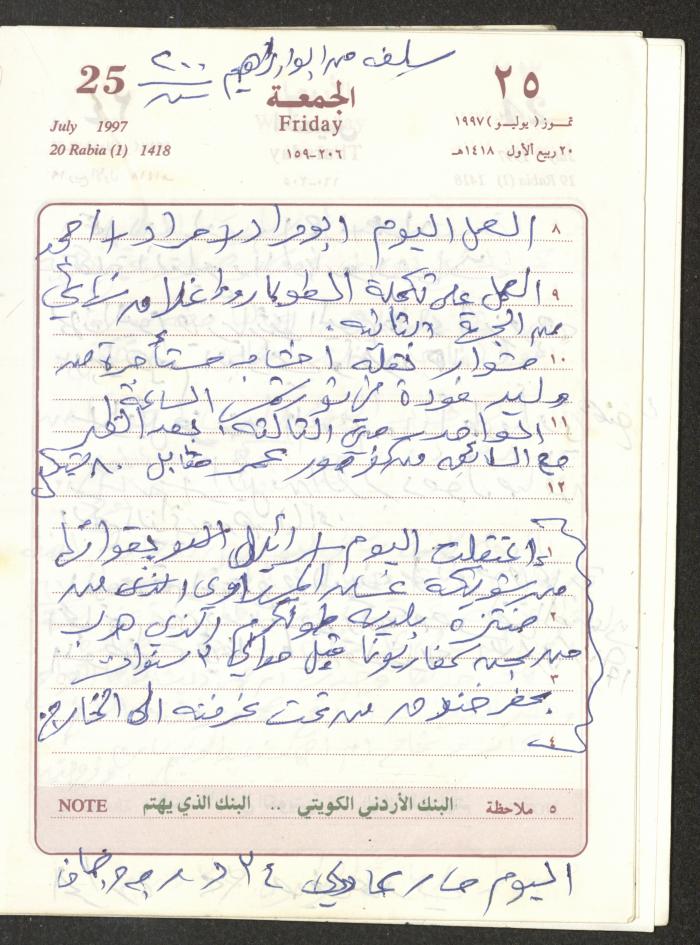 يوميات محمود خريشة، ذنابة- طولكرم، 1997