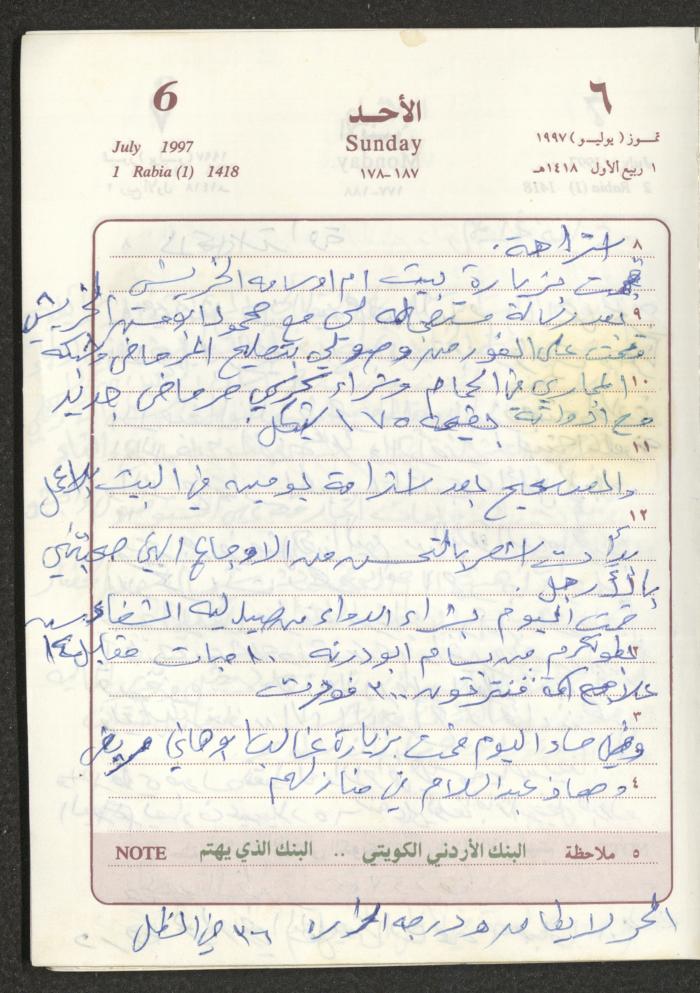 يوميات محمود خريشة، ذنابة- طولكرم، 1997