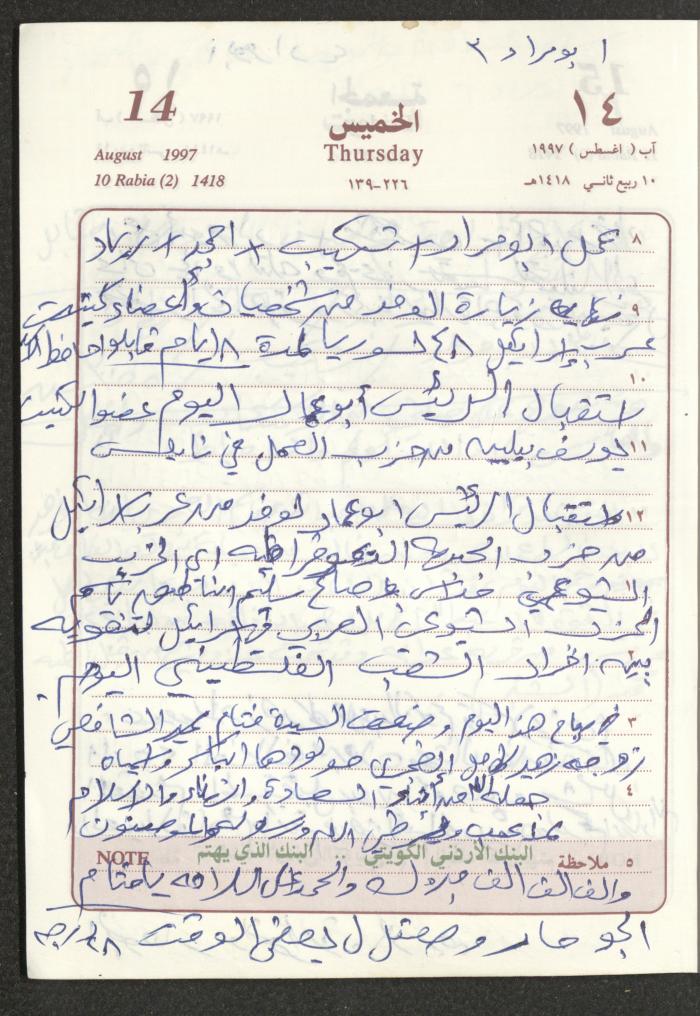 يوميات محمود خريشة، ذنابة- طولكرم، 1997
