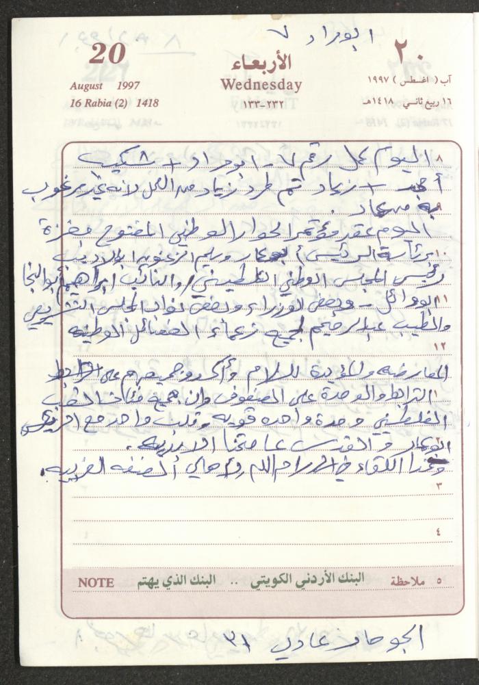 يوميات محمود خريشة، ذنابة- طولكرم، 1997