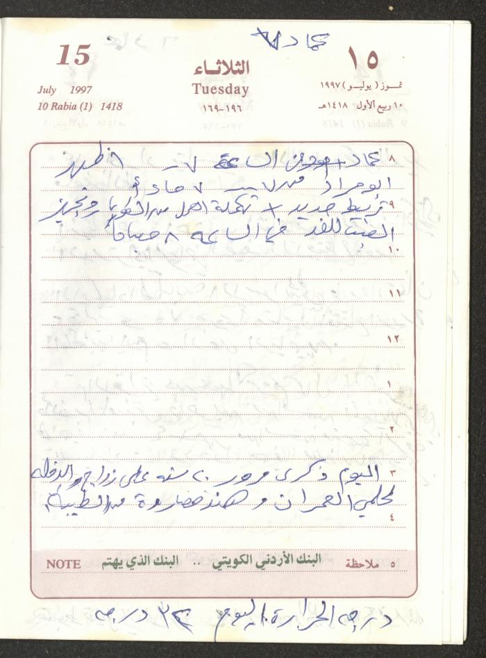 يوميات محمود خريشة، ذنابة- طولكرم، 1997