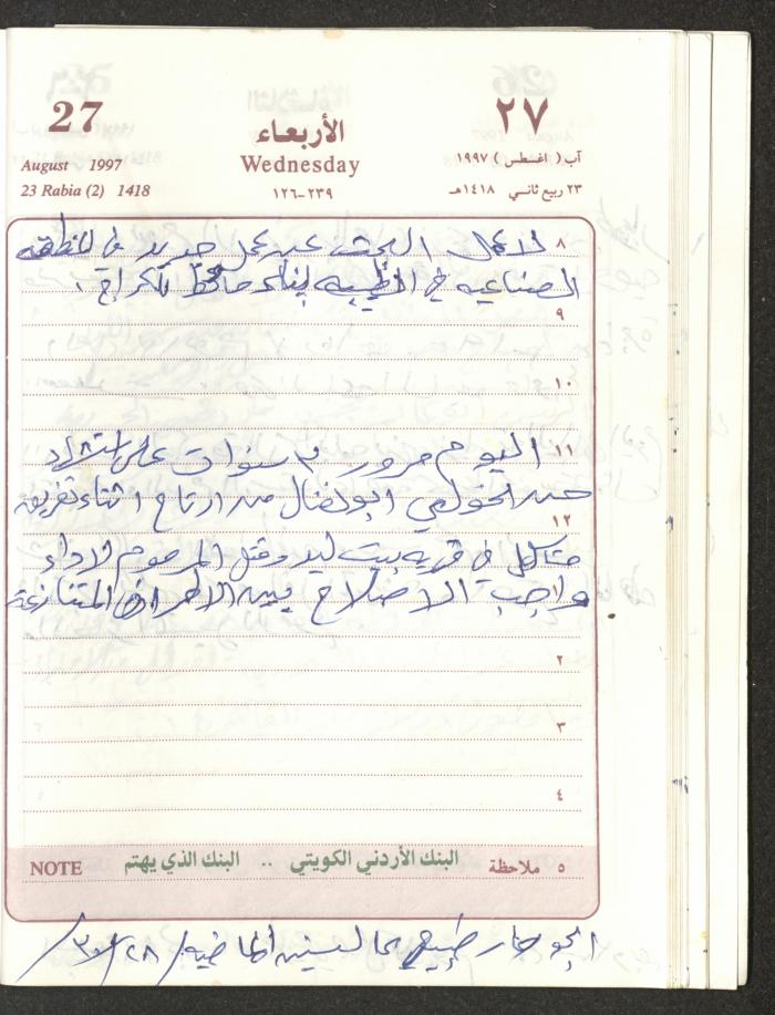 يوميات محمود خريشة، ذنابة- طولكرم، 1997