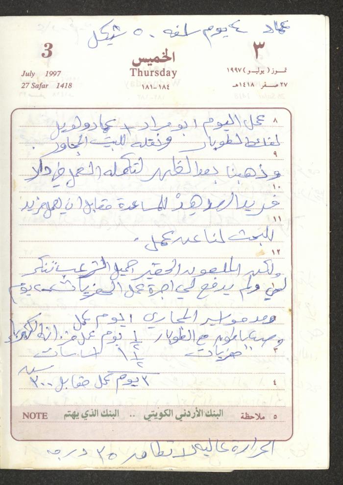 يوميات محمود خريشة، ذنابة- طولكرم، 1997