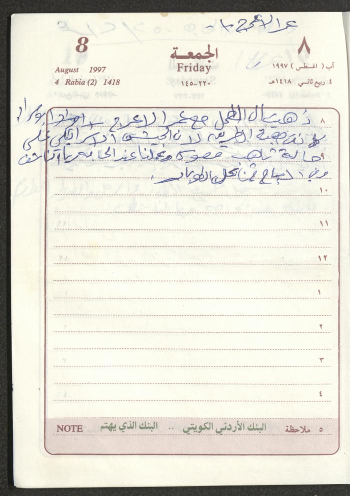 يوميات محمود خريشة، ذنابة- طولكرم، 1997