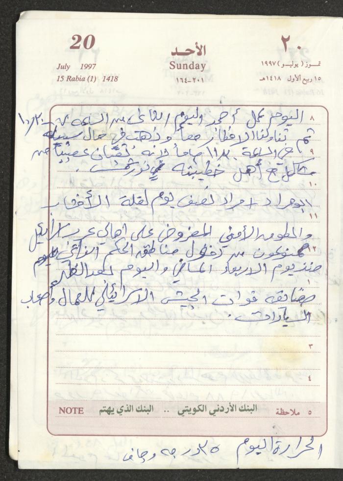 يوميات محمود خريشة، ذنابة- طولكرم، 1997