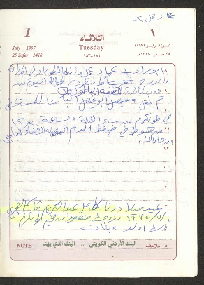 يوميات محمود خريشة، ذنابة- طولكرم، 1997