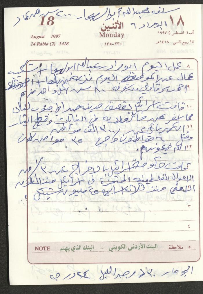 يوميات محمود خريشة، ذنابة- طولكرم، 1997