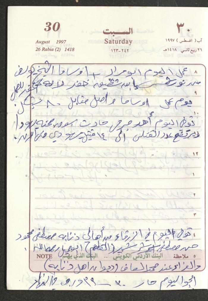 يوميات محمود خريشة، ذنابة- طولكرم، 1997