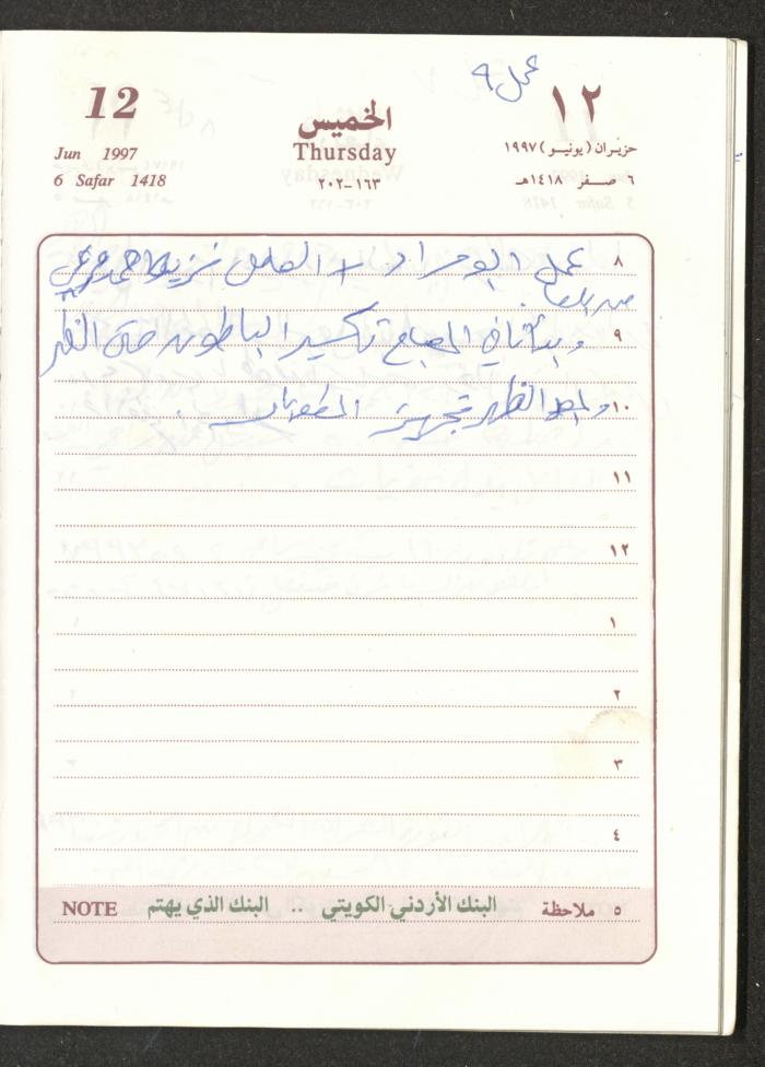 يوميات محمود خريشة، ذنابة- طولكرم، 1997
