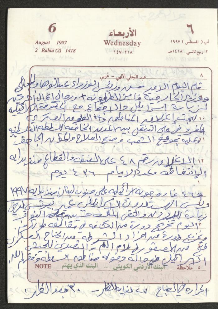يوميات محمود خريشة، ذنابة- طولكرم، 1997
