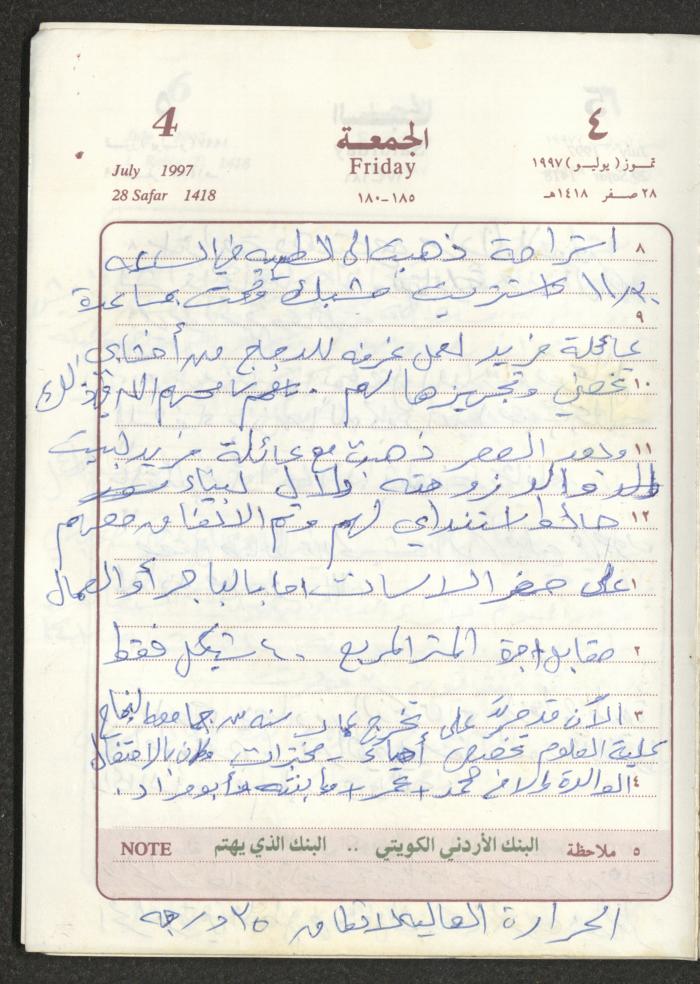 يوميات محمود خريشة، ذنابة- طولكرم، 1997