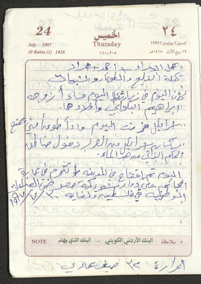 يوميات محمود خريشة، ذنابة- طولكرم، 1997