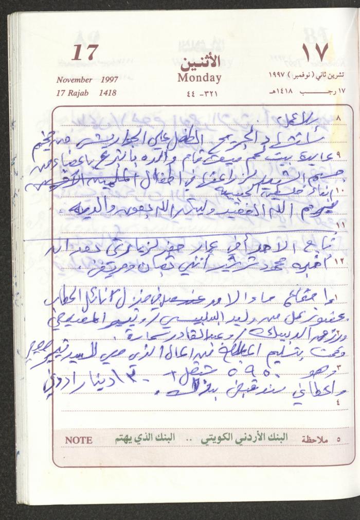 يوميات محمود خريشة، ذنابة- طولكرم، 1997
