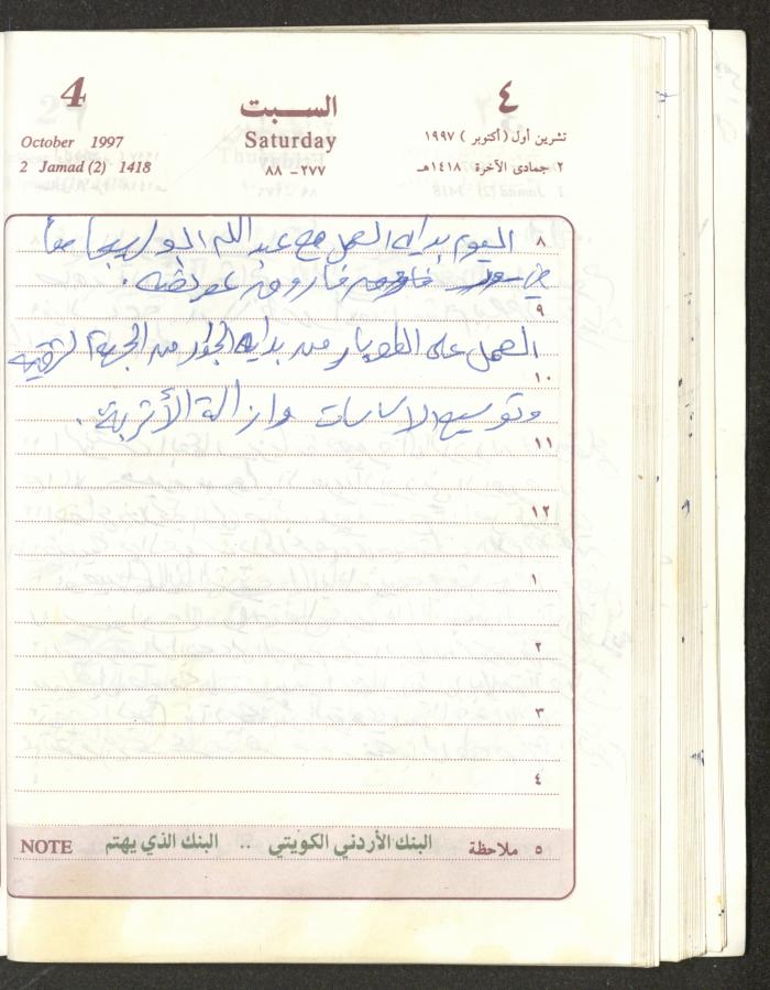 يوميات محمود خريشة، ذنابة- طولكرم، 1997