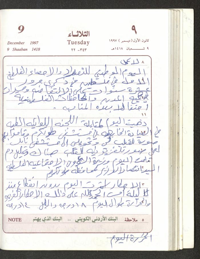 يوميات محمود خريشة، ذنابة- طولكرم، 1997