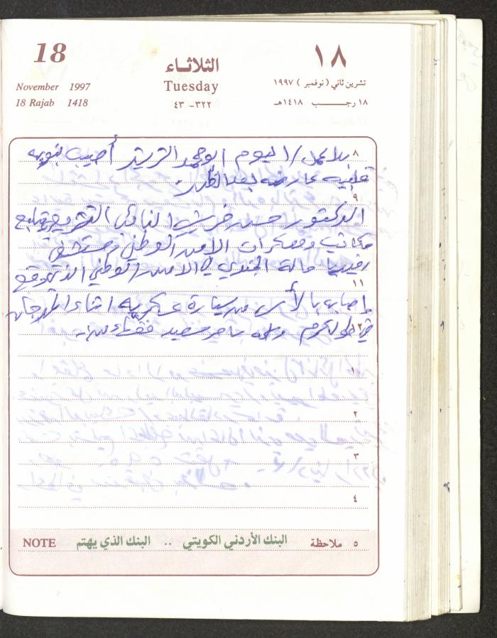 يوميات محمود خريشة، ذنابة- طولكرم، 1997