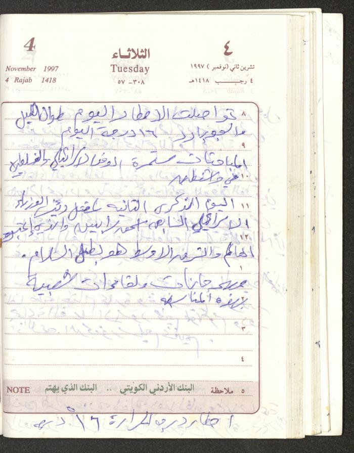 يوميات محمود خريشة، ذنابة- طولكرم، 1997
