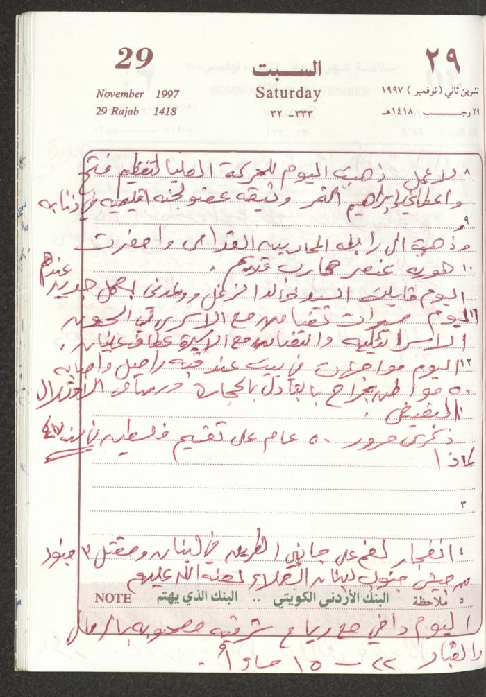 يوميات محمود خريشة، ذنابة- طولكرم، 1997
