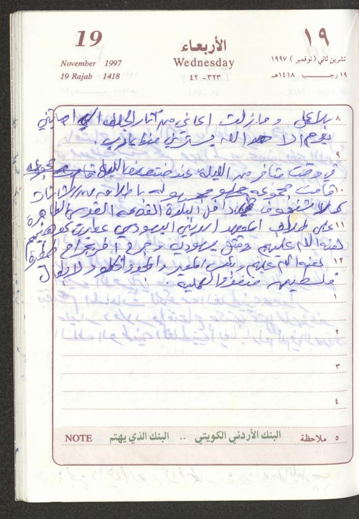 يوميات محمود خريشة، ذنابة- طولكرم، 1997