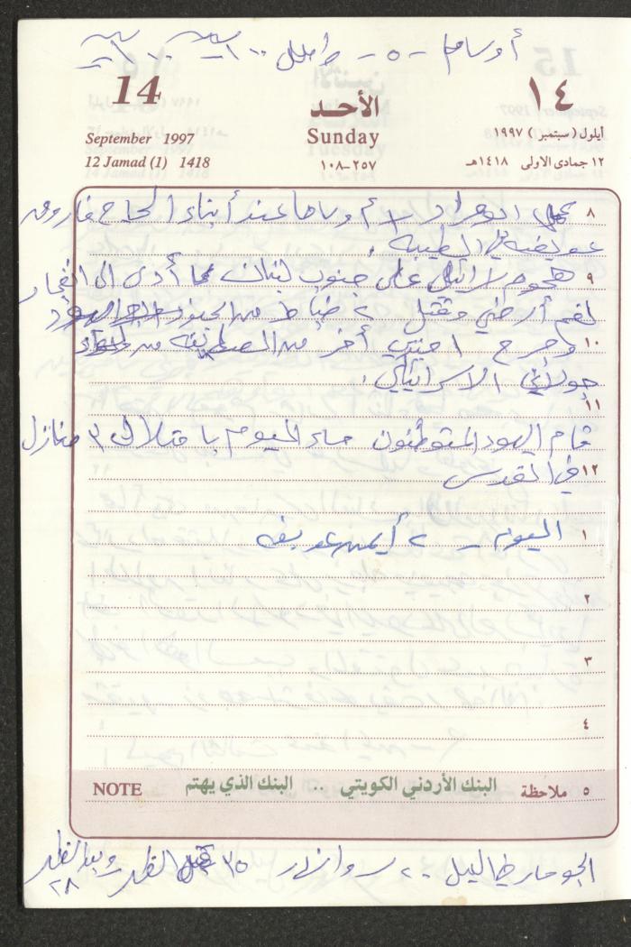 يوميات محمود خريشة، ذنابة- طولكرم، 1997